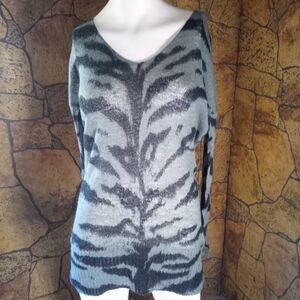 Dynamite Gray and Black V-Neck Sweater